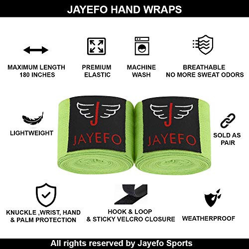 Jayefo Sports Hand Wraps 180 Inches Inner Boxing Gloves Martial Arts Wraps for Men & Women Boxing MMA Kickboxing Muay Thai - Pair - 8