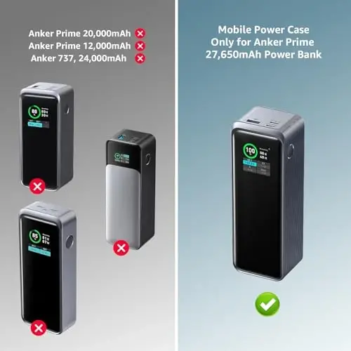 JAYOBGO Anker Prime Power Bank (27,650mAh) uchun mos keladigan g'ilof, qo'shimcha to'r cho'ntagi bilan portativ saqlash quvvati bank qopqog'i, Anker 250W uchun sayohat sumkasi, Oksford matosi (faqat g'ilof) - JAYOBGO (1)