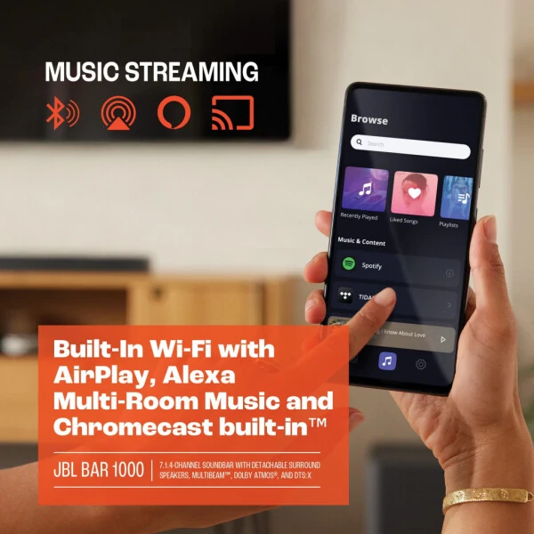 JBL BAR 1000 - 7.1.4-channel soundbar with detachable surround speakers, MultiBeam™, Dolby Atmos®, and DTS: X® - Black - 4