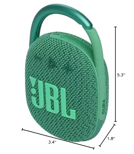 JBL Clip 4 Eco - Ultra-Portable Waterproof and Dustproof Bluetooth Speaker, big audio & punchy bass, made with 90% post-consumer recycled plastic, Integrated carabiner, Up to 10 Hours of Play (Green) - 7