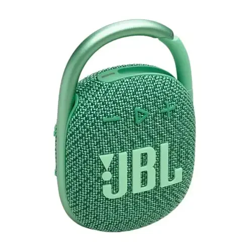 JBL Clip 4 Eco - Ultra-Portable Waterproof and Dustproof Bluetooth Speaker, big audio & punchy bass, made with 90% post-consumer recycled plastic, Integrated carabiner, Up to 10 Hours of Play (Green) - JBL