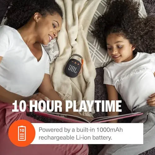 JBL Clip 4 - Ko'chma Mini Bluetooth Karnay, katta ovoz va kuchli bas, integrlangan karabin, IP67 suv o'tkazmaydigan va chang o'tkazmaydigan, 10 soat o'ynash vaqti, uy, ochiq havoda va sayohat uchun karnay (Qora) - 5