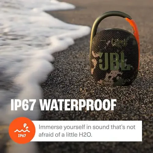 JBL Clip 4 - Ko'chma Mini Bluetooth Karnay, katta ovoz va kuchli bas, integrlangan karabin, IP67 suv o'tkazmaydigan va chang o'tkazmaydigan, 10 soat o'ynash vaqti, uy, ochiq havoda va sayohat uchun karnay (Qora) - 6