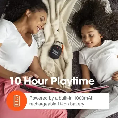 JBL Clip 4, Orange - Portable Bluetooth 5.1 Speaker - Up to 10 Hours of Play - Waterproof & Dust Resistant - Includes Noise & Echo-Canceling Speakerphone - 4