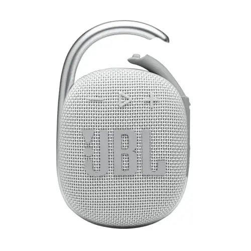 JBL Clip 4 - Portativ mini Bluetooth karnay, katta audio va kuchli bass, o'rnatilgan karabin, IP67 suv va changga chidamli, 10 soat ijro etish vaqti, uy, tashqi va sayohat uchun karnay (Oq) - 1