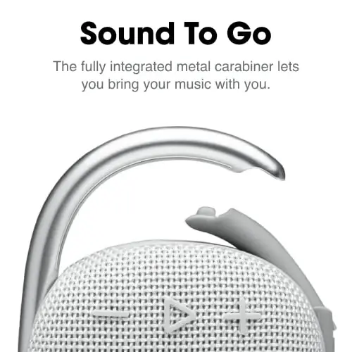 JBL Clip 4 - Portativ mini Bluetooth karnay, katta audio va kuchli bass, o'rnatilgan karabin, IP67 suv va changga chidamli, 10 soat ijro etish vaqti, uy, tashqi va sayohat uchun karnay (Oq) - 3