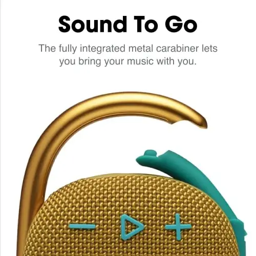 JBL Clip 4, Sariq - Portativ Bluetooth 5.1 karnay - 10 soatgacha musiqa tinglash - Suv va changga chidamli - Ovozni bekor qiluvchi karnay qo'shilgan - 3