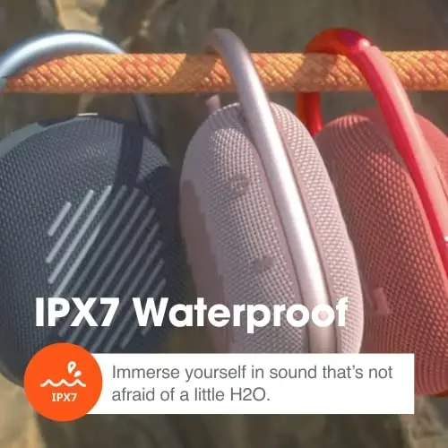 JBL Clip 4, Black/Orange - Portable Bluetooth 5.1 Speaker - Up to 10 Hours of Play - Waterproof & Dust Resistant - Includes Noise & Echo-Canceling Speakerphone - 5