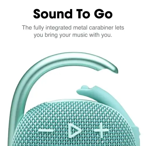 JBL Clip 4, Teal - Portativ Bluetooth 5.1 Karnay - 10 soatgacha oʻynash vaqti - Suv va changga chidamli - shovqin va aks sado oʻchiruvchi karnayni oʻz ichiga oladi - 3