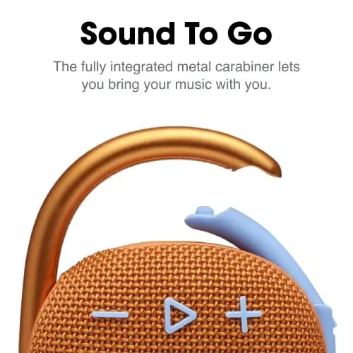 JBL Clip 4, to'q sariq - Portativ Bluetooth 5.1 karnay - 10 soatgacha musiqa tinglash - Suv va changga chidamli - shovqinni bekor qiluvchi va aks-sadoni o'chiruvchi karnayni o'z ichiga oladi - 3
