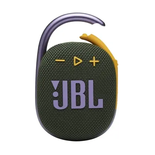 JBL Clip 4, Yashil - Portativ Bluetooth 5.1 Dinamik - 10 soatgacha musiqa tinglash - Suv va changga chidamli - Shovqinni bekor qiluvchi karnay va aks sada o'chirgichni o'z ichiga oladi - JBL