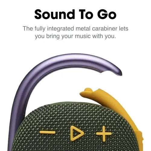 JBL Clip 4, Green - Portable Bluetooth 5.1 Speaker - Up to 10 Hours of Play - Waterproof & Dust Resistant - Includes Noise & Echo-Canceling Speakerphone - 3