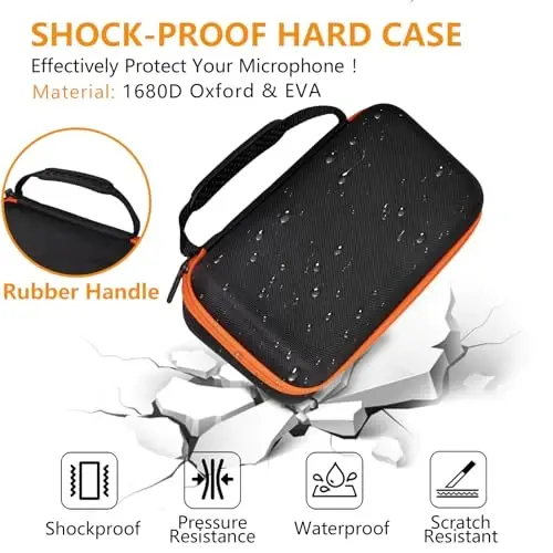 Wireless Microphone Case Compatible with JBL Wireless Two Microphone System, Dual Wireless Microphone Case for Party Box, Singing Karaoke for JBL Mic, Receiver, Adapter, AA Batteries-Orange (Box Only) - 3