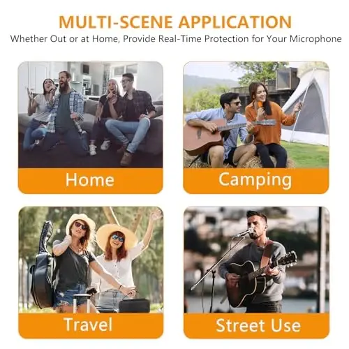Wireless Microphone Case Compatible with JBL Wireless Two Microphone System, Dual Wireless Microphone Case for Party Box, Singing Karaoke for JBL Mic, Receiver, Adapter, AA Batteries-Orange (Box Only) - 4