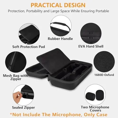 Wireless Microphone Case Compatible with JBL Wireless Two Microphone System, Handheld Dual Mic Travel Bag for Party Box, Singing, Karaoke for JBL mic, Receiver, Adapter, AA Batteries -Black (Box Only) - 5