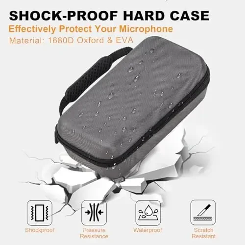 Lebared Wireless Microphone Case Compatible with JBL Wireless Two Microphone System, Handheld Dual Mic Travel Bag for Singing or Karaoke for Receivers, Adapters, AA Batteries-Grey(Box Only) - 4