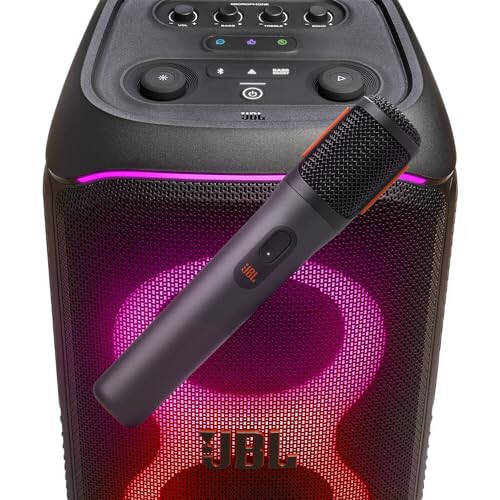 JBL PartyBox Беспроводной микрофон - 2X Цифровые беспроводные микрофона, Аккумулятор (20 часов - 700 мАч), Чистый голос, Четкий звук, Стабильное соединение 2,4 ГГц, Совместим со всеми колонками PartyBox (Черный) - 3