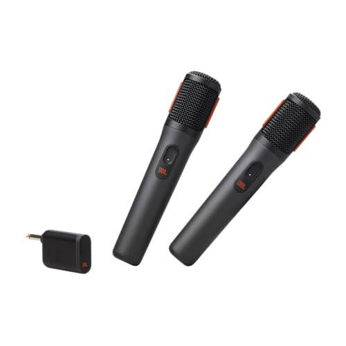 JBL PartyBox Simsiz Mikrofon - 2X Raqamli Simsiz Mikrofon, Qayta Zaryadlanadigan Batareya (20 soat - 700 mAh), Toza Ovoz, Aniq Ovoz, Barqaror 2.4GHz Ulanish, Barcha PartyBox Karnay bilan mos keladi (Qora) - 1