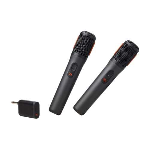 JBL PartyBox Wireless Mic - 2X Digital Wireless Microphones, Rechargeable Battery (20hrs - 700mAh), Clear Voice, Crisp Sound, Stable 2.4GHz Connection, Compatible with All PartyBox Speakers (Black) - 1