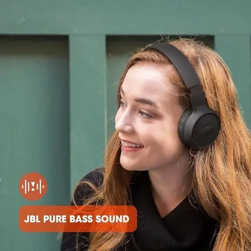 JBL Tune 510BT: Purebass Sound bilan simsiz Bluetooth quloqchinlar - Tozalash matosi bilan (Rose, Standard), JBLT510BT-Black-Cloth - 6