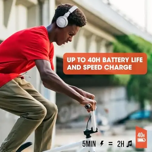 JBL Tune 510BT Wireless On-Ear Headphones Pure Bass Sound, Bluetooth 5.0, 40H Battery, Multi-Point Connectivity, Hands-Free Calls, Lightweight & Foldable Design, Includes Cleaning Cloth - 4