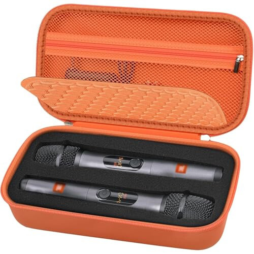 Wireless Microphone Case Compatible with JBL Wireless Two Microphone/for JBL Partybox, Handheld Dual Mic Travel Storage Bag for Receiver, Batteries and Other Accessories -Orange(Box Only) - 7