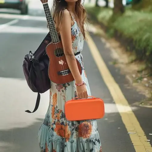 JBL Wireless Ikki Mikrofon bilan Mos keladigan Simsiz Mikrofon Uyi / JBL Partybox uchun, Qabul qiluvchi, Batareyalar va Boshqa Aksessuarlar uchun Qo'lda Juft Mikrofonli Sayohat Saqlash Sumkasi - Apelsinrangi (Faqat Uya) - 6