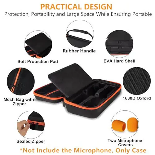 JBL Wireless ikkita mikrofon tizimi bilan mos keladigan simsiz mikrofon qutisi, Party Box uchun ikkita simsiz mikrofon qutisi, JBL Mic, qabul qilgich, adapter, AA batareyalar uchun qo'shiq kuylash karaoke - to'q sariq (Faqat quti) - 3