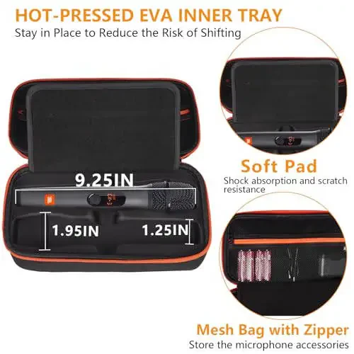 JBL Wireless ikkita mikrofon tizimi bilan mos keladigan simsiz mikrofon qutisi, Party Box uchun ikkita simsiz mikrofon qutisi, JBL Mic, qabul qilgich, adapter, AA batareyalar uchun qo'shiq kuylash karaoke - to'q sariq (Faqat quti) - 6