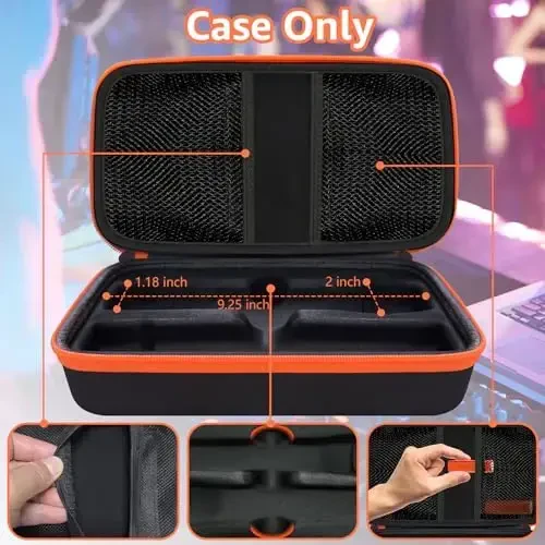 JBL Wireless Two mikrofon tizimi bilan mos keladigan JOSMAX simsiz mikrofon qutisi, qo'shiq kuylash yoki karaoke uchun qabul qiluvchilar, adapterlar, AA batareyalari uchun portativ qo'lda Dual Mic sayohat sumkasi - binafsha - 3