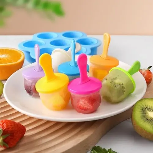 JBYAMUS Silicone Popsicle Molds, Ice Pop Molds, Storage Container for Homemade Food, Kids Ice Cream DIY Pop Molds - BPA Free (Blue) - 4