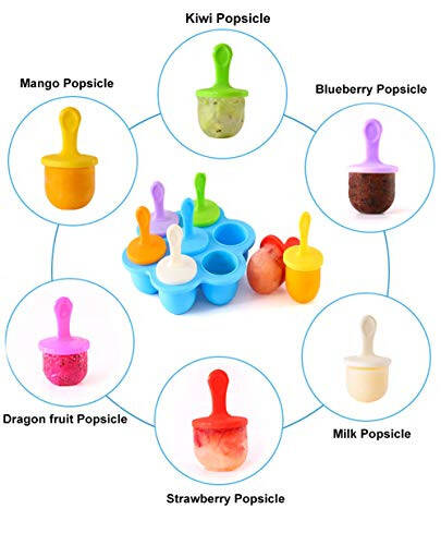 JBYAMUS Silicone Popsicle Molds, Ice Pop Molds, Storage Container for Homemade Food, Kids Ice Cream DIY Pop Molds - BPA Free (Blue) - 5