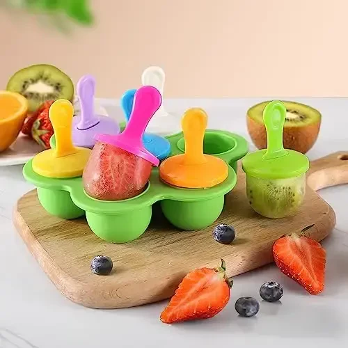 JBYAMUS Silicone Popsicle Molds, Ice Pop Molds, Storage Container for Homemade Food, Kids Ice Cream DIY Pop Molds - BPA Free (Green) - 3