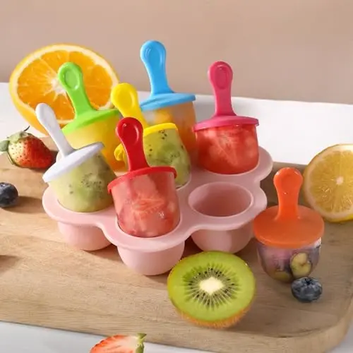 JBYAMUS Silicone Popsicle Molds, Ice Pop Molds, Storage Container for Homemade Food, Kids Ice Cream DIY Pop Molds - BPA Free (Pink) - 3