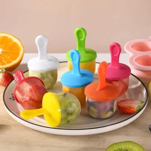 JBYAMUS Silicone Popsicle Molds, Ice Pop Molds, Storage Container for Homemade Food, Kids Ice Cream DIY Pop Molds - BPA Free (Pink) - 5