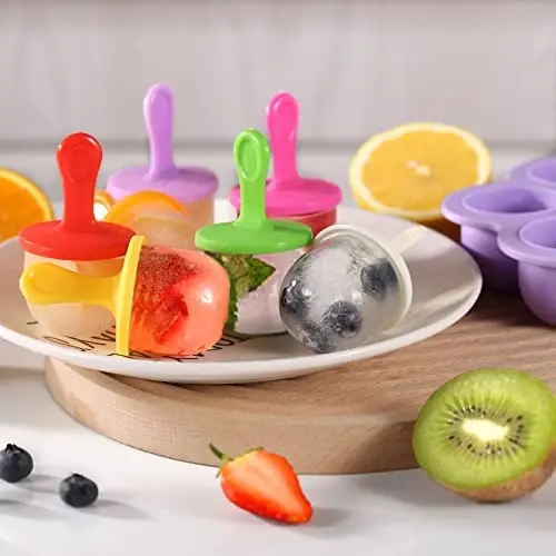 JBYAMUS Silicone Popsicle Molds, Ice Pop Molds, Storage Container for Homemade Food, Kids Ice Cream DIY Pop Molds - BPA Free (Purple) - 5