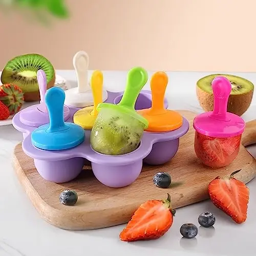 JBYAMUS Silicone Popsicle Molds, Ice Pop Molds, Storage Container for Homemade Food, Kids Ice Cream DIY Pop Molds - BPA Free (Purple) - 3