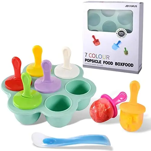 JBYAMUS Silicone Popsicle Molds, Ice Pop Molds, Storage Container for Homemade Food, Kids Ice Cream DIY Pop Molds - BPA Free (R-Green) - JBYAMUS