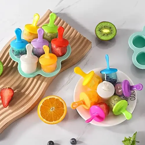 JBYAMUS Silicone Popsicle Molds, Ice Pop Molds, Storage Container for Homemade Food, Kids Ice Cream DIY Pop Molds - BPA Free (R-Green) - 6