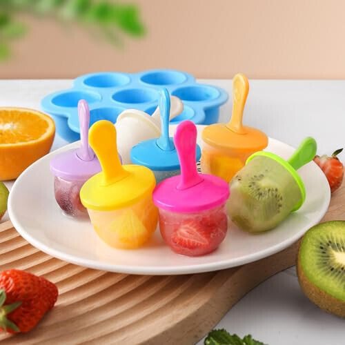 JBYAMUS Silicone Popsicle Molds, Ice Pop Molds, Storage Container for Homemade Food, Kids Ice Cream DIY Pop Molds - BPA Free (Blue) - 5