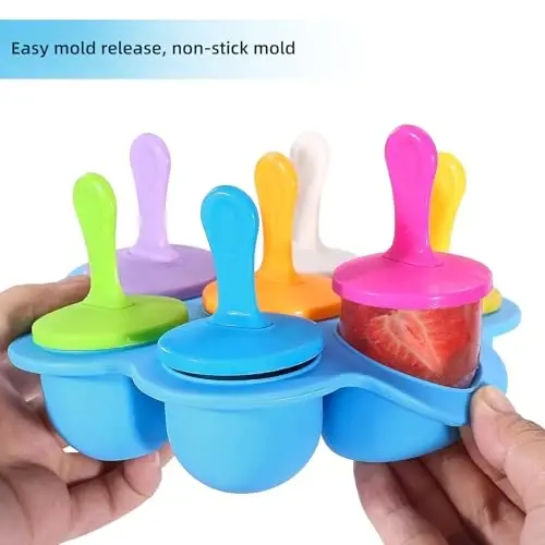 JBYAMUS Silicone Popsicle Molds, Ice Pop Molds, Storage Container for Homemade Food, Kids Ice Cream DIY Pop Molds - BPA Free (Blue) - 5