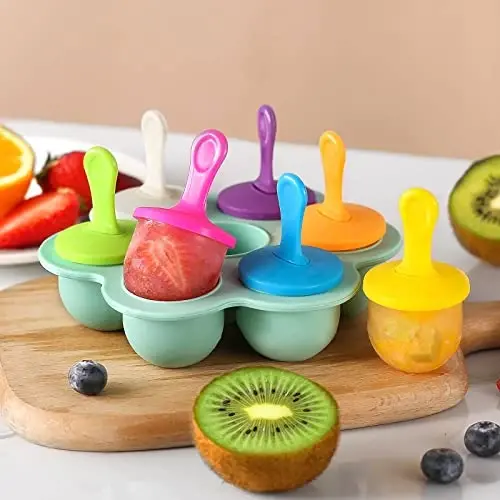 JBYAMUS Silicone Popsicle Molds, Ice Pop Molds, Storage Container for Homemade Food, Kids Ice Cream DIY Pop Molds - BPA Free (R-Green) - 3