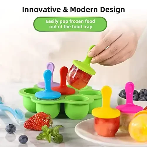JBYAMUS Silicone Popsicle Molds, Ice Pop Molds, Storage Container for Homemade Food, Kids Ice Cream DIY Pop Molds - BPA Free (Green) - 5