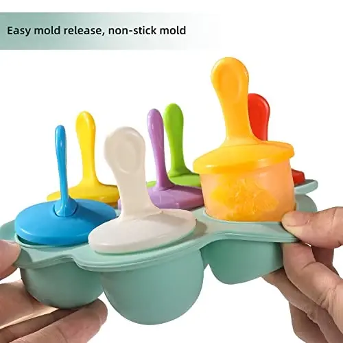 JBYAMUS Silikon Popsicle Mog'orlari, Muz Pop Mog'orlari, Uy qurilishi uchun oziq-ovqat saqlash idishi, Bolalar muzqaymoq DIY Pop Mog'orlari - BPA Free (R-Green) - 4