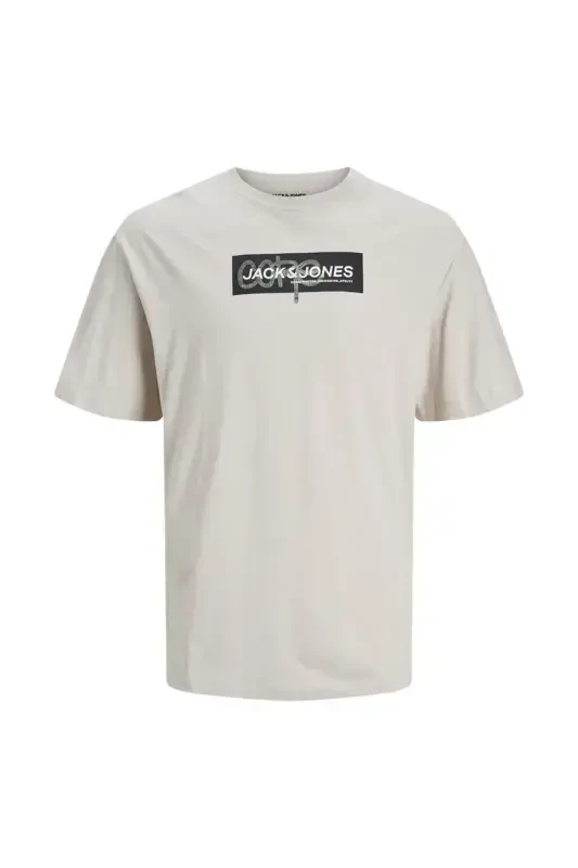 JCOAOP PRINT TEE SS CREW Бежевый Мужской Короткий Рукав T-Shirt-Бежевый - 1