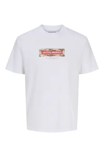 JCOCLASSIC Jcobreeze Twill J&J Logolu Beyaz Erkek Bisiklet Yaka Tişört - Beyaz-Beyaz - Jack & Jones (1)