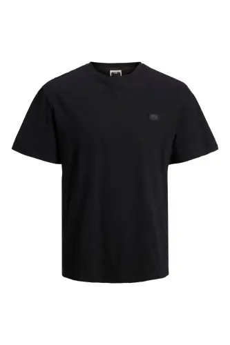 JCOCLASSIC Twill J&J Logolu Siyah Erkek Bisiklet Yaka Tişört-Siyah 