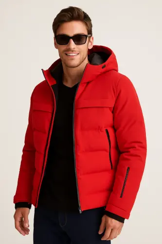 Jcodarwın Su Soğuk Geçirmez Jacket Erkek Puffer Sn Kırmızı Mont - Kırmızı - 1