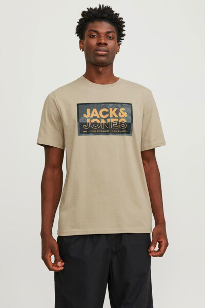 JCOLOGAN TEE SS CREW NECK Beige Men's Short Sleeve T-Shirt - 1