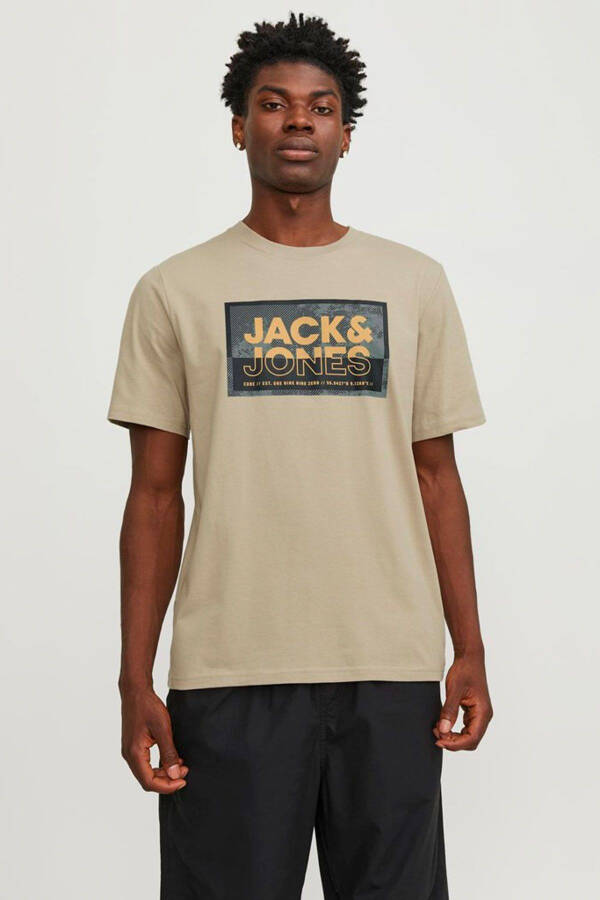 JCOLOGAN TEE SS CREW NECK Beige Men's Short Sleeve T-Shirt - 1